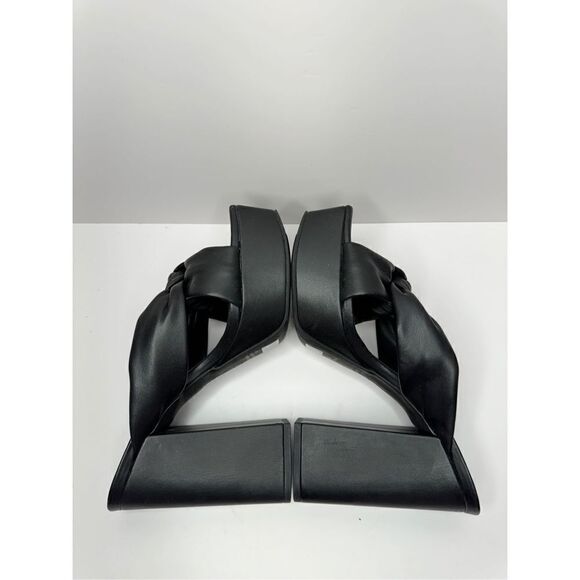 Open Edit Platform Sandals Size 9.5 Black Square Open Toe Knotted Heels - Picture 5 of 9